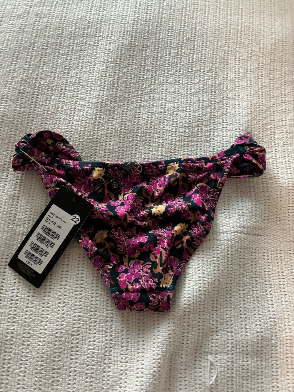 ViX Paula Hermanny  Pink Floral Bikini Bottom with Gold Logo Accent